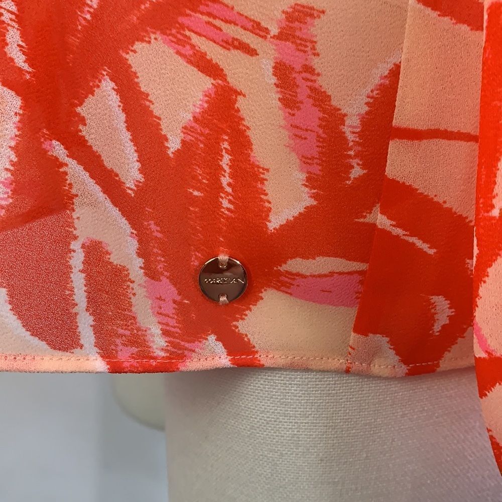 Marc Cain Red Print Sheer Tunic Top - image 5